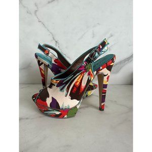 MICHAEL ANTONIO Floral Platform Slingback Heels Size 6.5